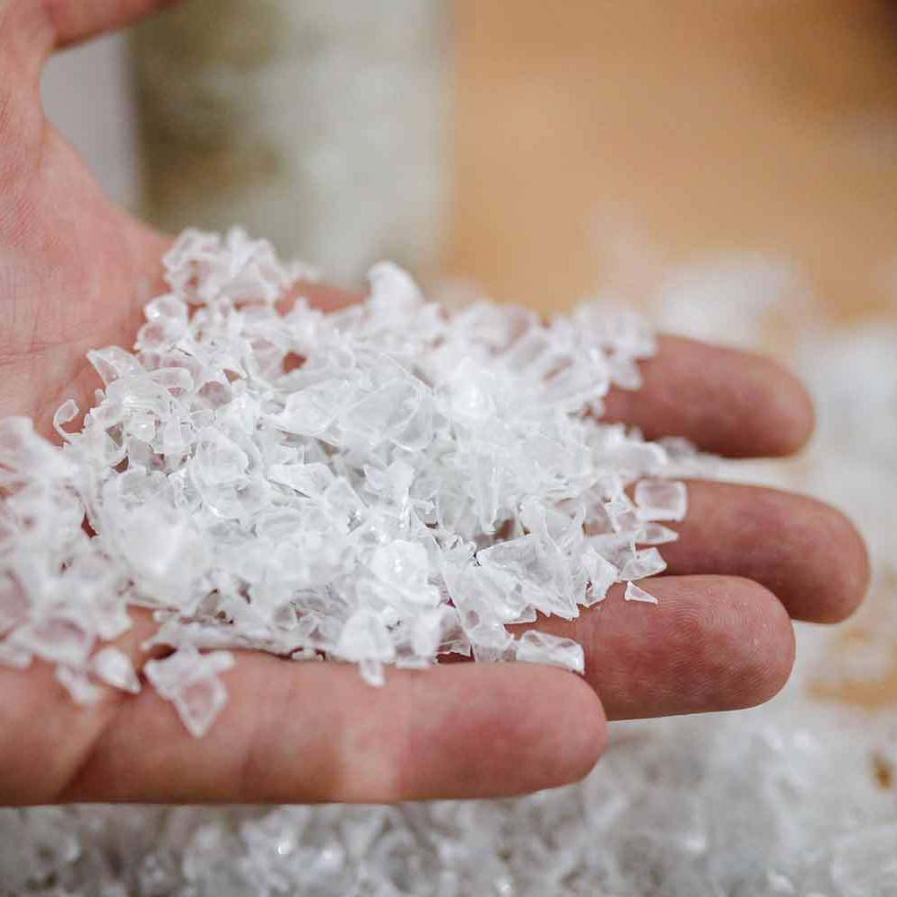 How is recycled polyester made from bottles?