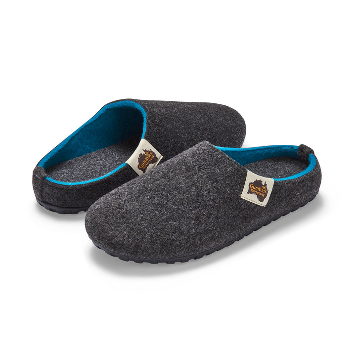 Outback Slippers - Men's - Charcoal & Turquoise