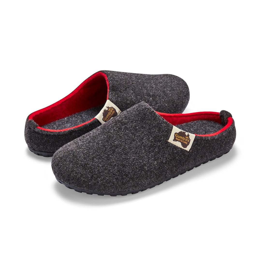 Outback Slippers - Women's - Charcoal & Red